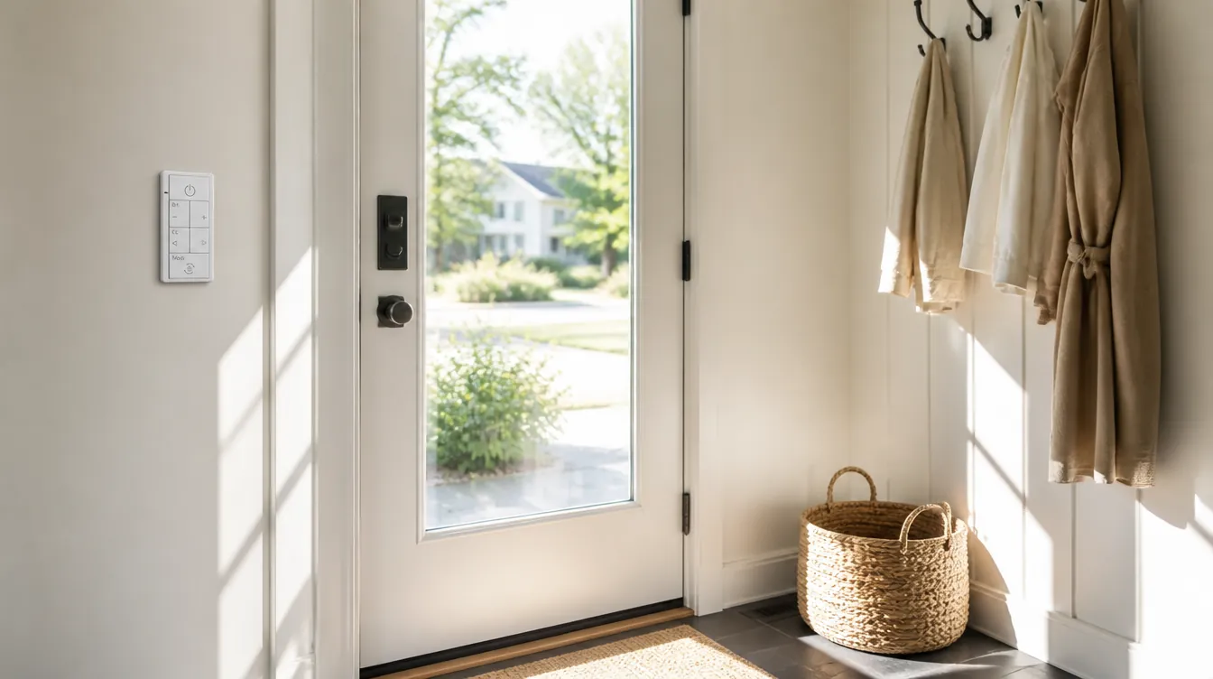 The zPLC switch beside the front door of a bright Canadian home