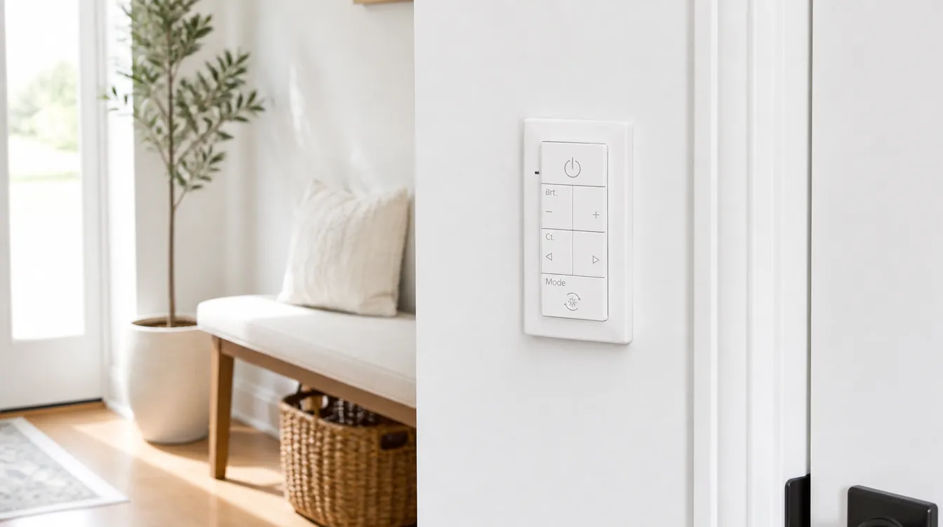 The zPLC switch in a bright hallway of a Canadian home